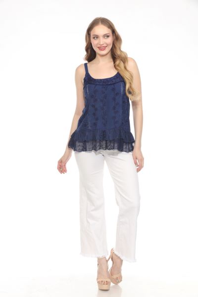 Sandwash Embroidered Tank - Teal